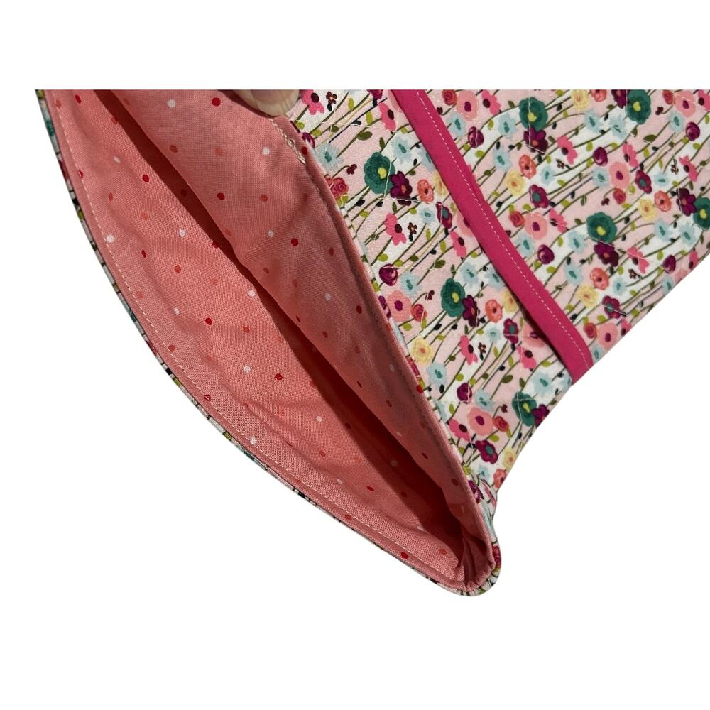 Handmade Quilted iPad Large Book Sleeve Front Pocket NEW 12" x 9" Pink Floral - Picture 3 of 4